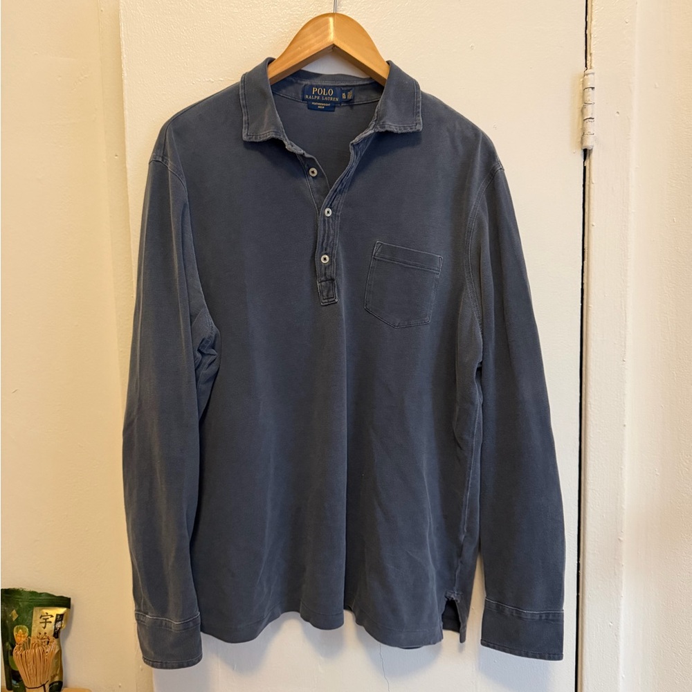 Polo by Ralph Lauren Men's Blue Long Sleeve Polo Shirt